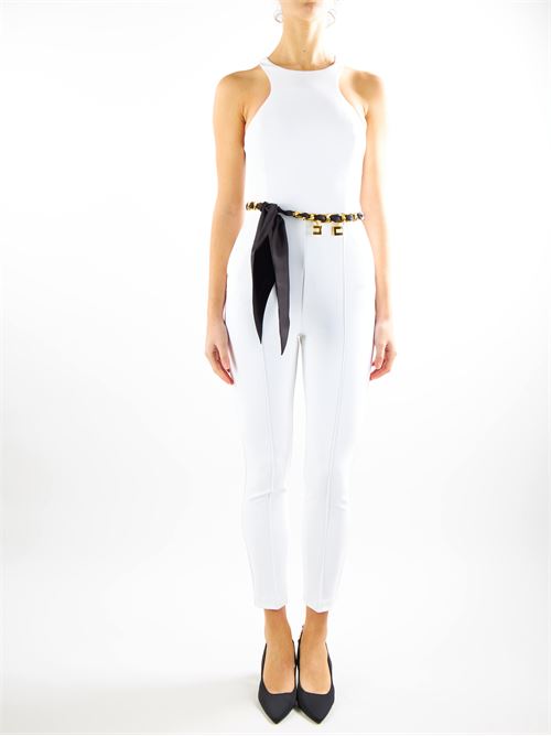 Double layer crêpe jumpsuit with chain belt Elisabetta Franchi ELISABETTA FRANCHI | Suit | TUT1041E2360